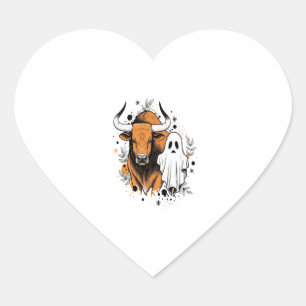 Halloween Highland Cow Cute Fall Heart Sticker