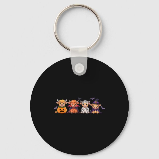 Halloween Highland Cow  Key Ring (Front)