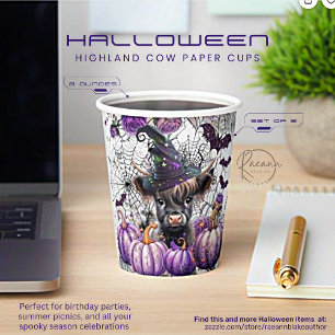 Halloween Highland Cow Paper Cups