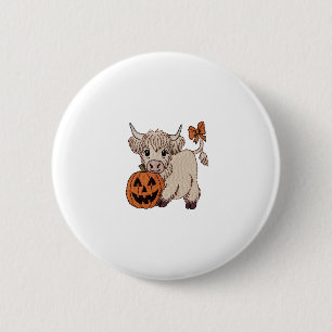 Halloween Highland Cow Pumpkin 6 Cm Round Badge
