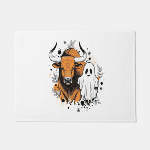 Halloween Highland Cow Pumpkin Doormat