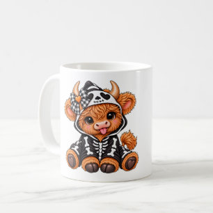 Halloween Highland Cow Skeleton Mug