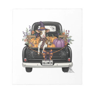 Halloween Highland Cow with Truck Notepad