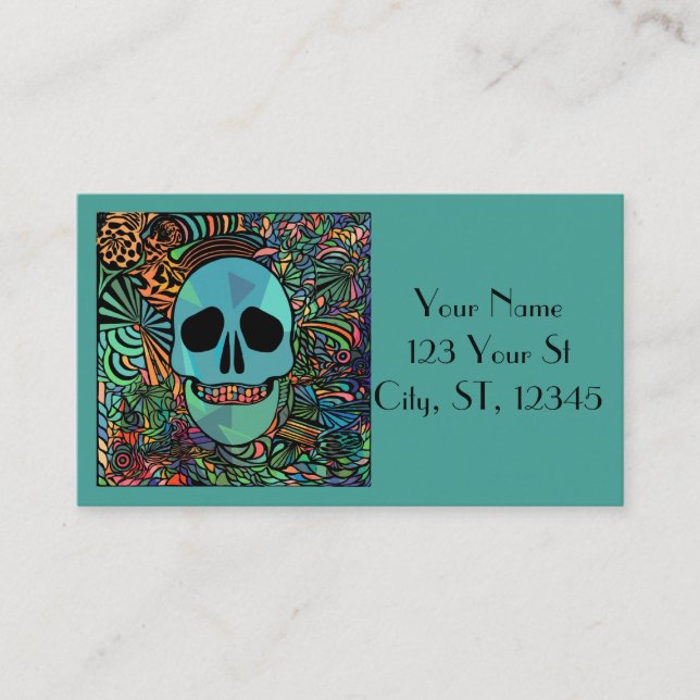 Halloween Hippie Skull Thunder_Cove Business Card (Front)