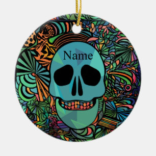 Halloween Hippie Skull Thunder_Cove  Ceramic Tree Decoration