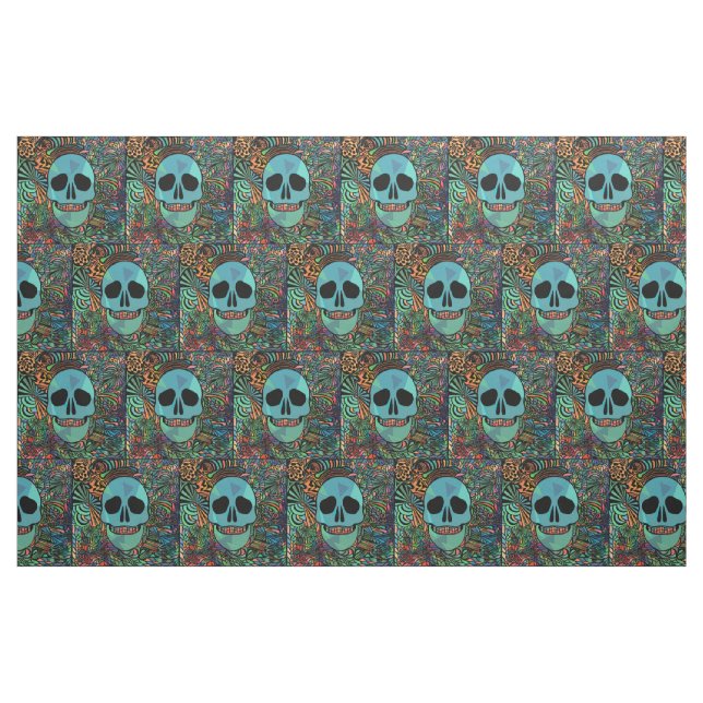 Halloween Hippie Skull Thunder_Cove  Fabric (Fat Quarter)