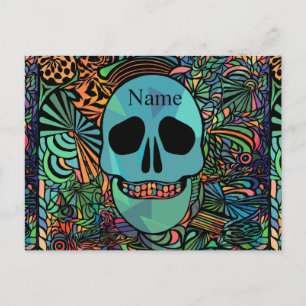 Halloween Hippie Skull Thunder_Cove Holiday Postcard