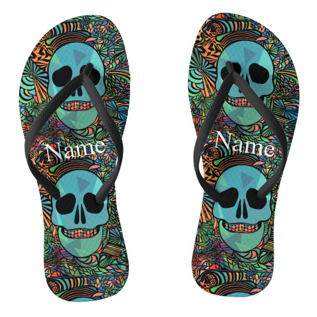 Halloween Hippie Skull Thunder_Cove Jandals (Footbed)
