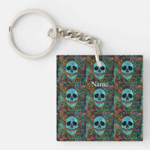 Halloween Hippie Skull Thunder_Cove Key Ring