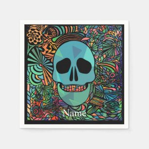 Halloween Hippie Skull Thunder_Cove Napkin