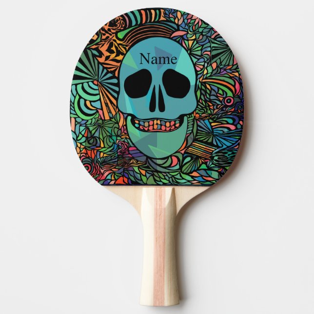 Halloween Hippie Skull Thunder_Cove Ping Pong Paddle (Front)