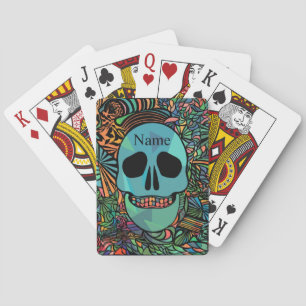 Halloween Hippie Skull Thunder_Cove Playing Cards