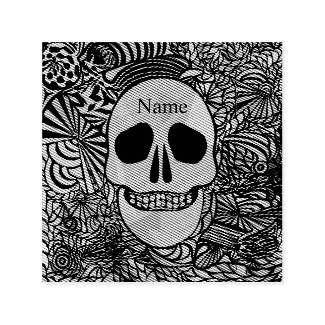Halloween Hippie Skull Thunder_Cove  Self-inking Stamp (Design)