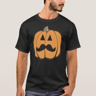Halloween Hipster Jack O'Lantern With Moustache T-Shirt