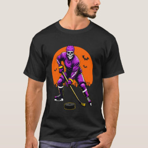 Halloween Hockey Player Skeleton Sports Fan T-Shirt
