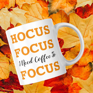 Halloween Hocus Focus, I Need Coffee To Focus Two-Tone Coffee Mug