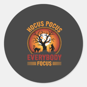 Halloween Hocus Pocus Everybody Focus Witch Tree Classic Round Sticker