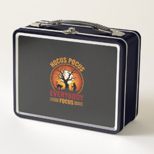 Halloween Hocus Pocus Everybody Focus Witch Tree Metal Lunch Box