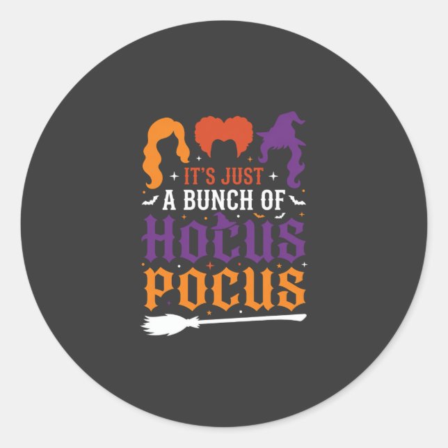 Halloween Hocus Pocus Witch Typography Vector Classic Round Sticker (Front)