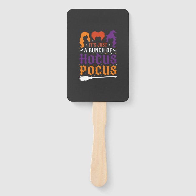 Halloween Hocus Pocus Witch Typography Vector Hand Fan (Front)