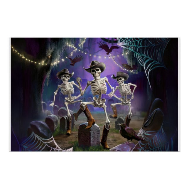 Halloween Hoedown, Dancing Skeletons Horiz Poster (Front)