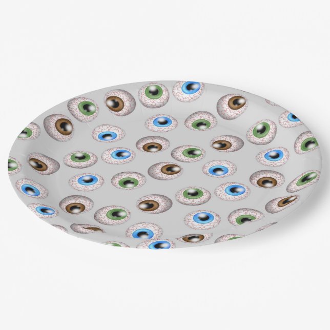 Halloween Holiday eyeball party paper plate (Angled)