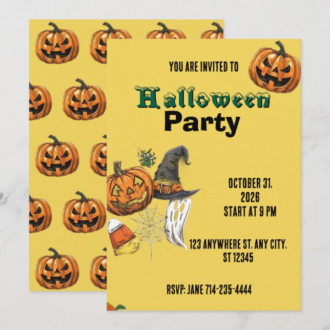 Halloween Holiday Invitation Halloween Invitation  (Front/Back)