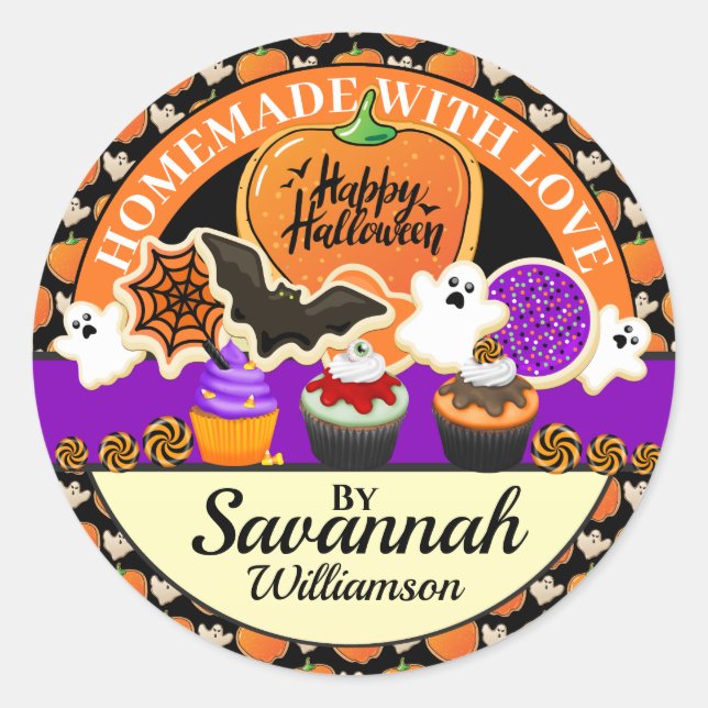 Halloween Homemade With Love Sticker (Front)