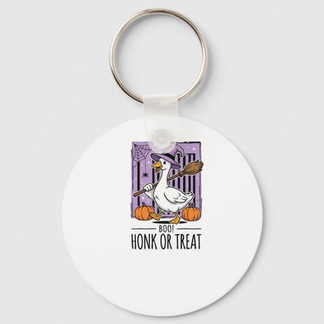 Halloween Honk or Treat Witch Goose Key Ring (Front)