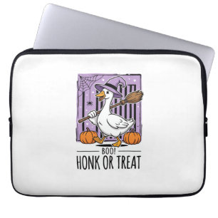 Halloween Honk or Treat Witch Goose Laptop Sleeve