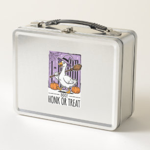 Halloween Honk or Treat Witch Goose Metal Lunch Box