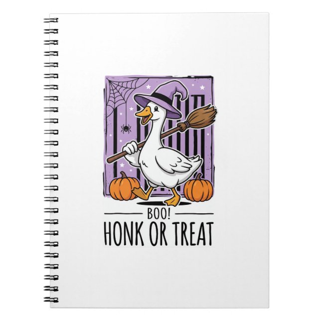 Halloween Honk or Treat Witch Goose Notebook (Front)