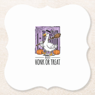 Halloween Honk or Treat Witch Goose Paper Coaster