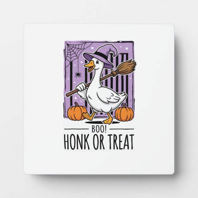 Halloween Honk or Treat Witch Goose Plaque (Front)
