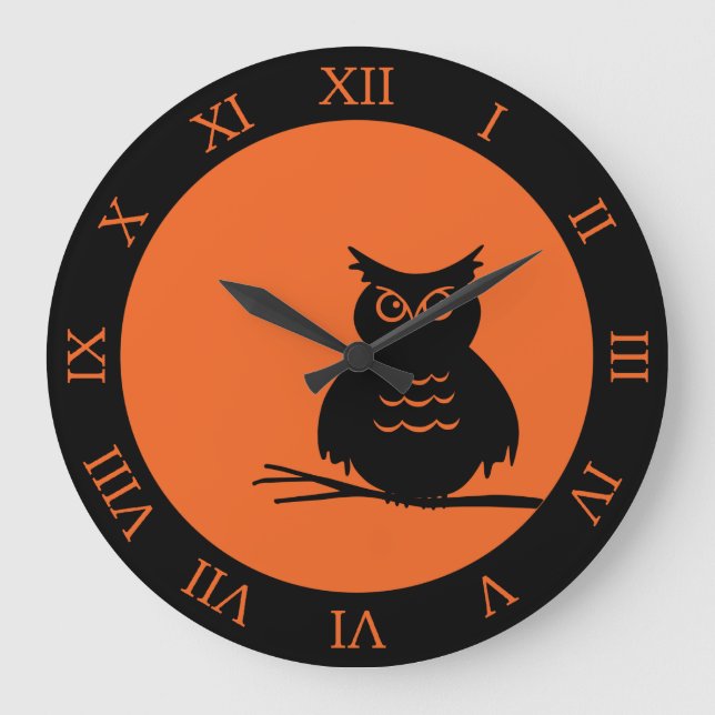 Halloween Hoot Owl Large Clock (Front)