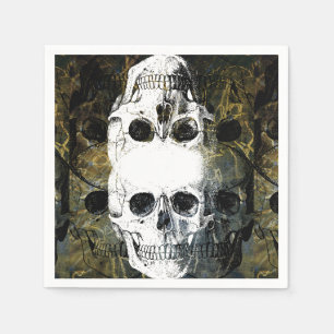 Halloween Horror - 3 Skulls Graffiti Burst Napkin
