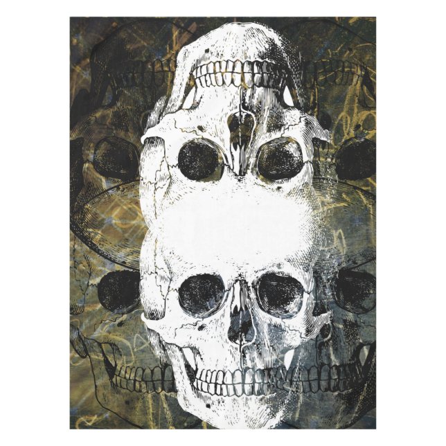 Halloween Horror - 3 Skulls Graffiti Burst Tablecloth (Front)