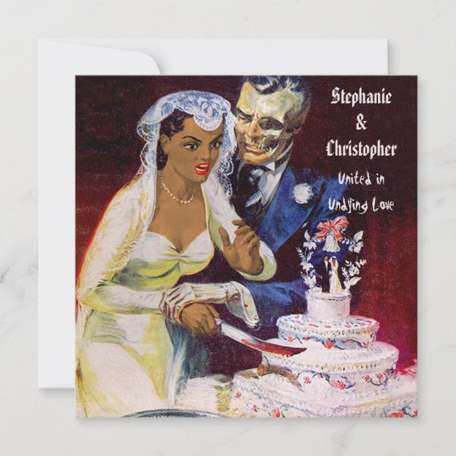 Halloween Horror Ethnic Bride and Doom Wedding Invitation (Front)