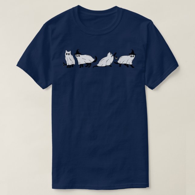 Halloween Horror Ghost Cat  T-Shirt (Design Front)