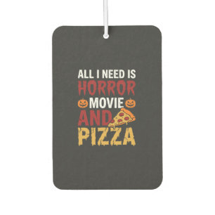 Halloween Horror Movie and Pizza Typography Car Air Freshener
