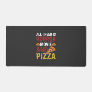 Halloween Horror Movie and Pizza Typography Desk Mat