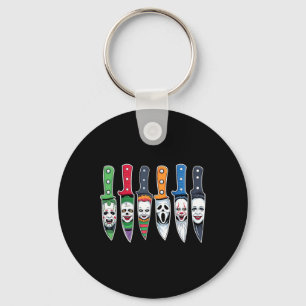 Halloween Horror Movie Characters In Knives Scary Key Ring