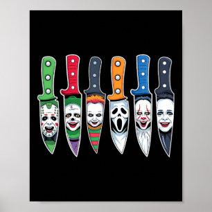 Halloween Horror Movie Characters In Knives Scary  Poster