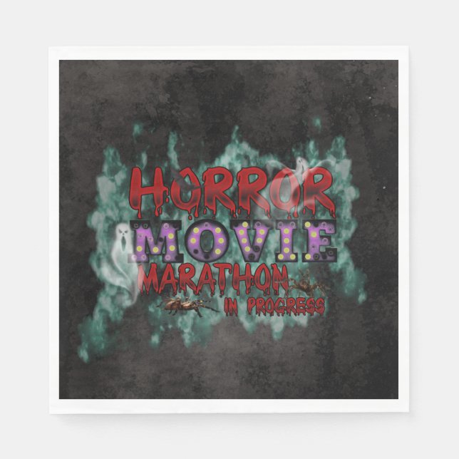 Halloween Horror Movie Marathon In Progress Napkin (Front)