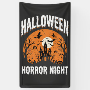 Halloween Horror Night Haunted Castle Vintage Banner