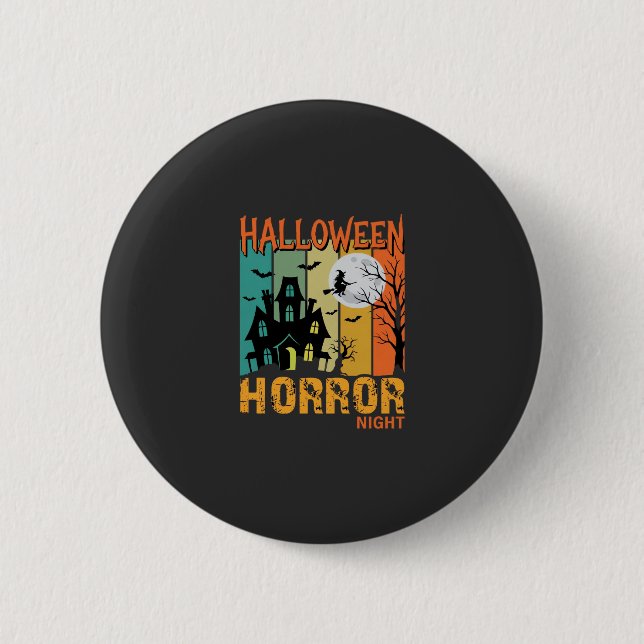 Halloween Horror Night Haunted House Vector_1 6 Cm Round Badge (Front)