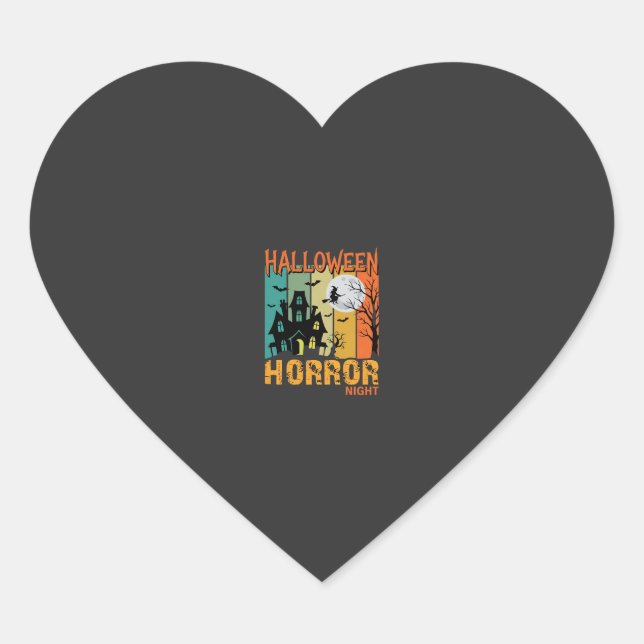 Halloween Horror Night Haunted House Vector_1 Heart Sticker (Front)