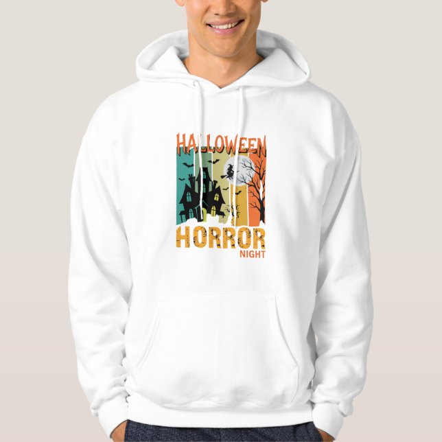 Halloween Horror Night Haunted House Vector_1 Hoodie (Front)