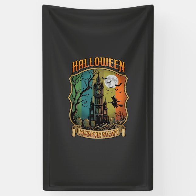 Halloween Horror Night Haunted House Witch Full Mo Banner (Vertical)
