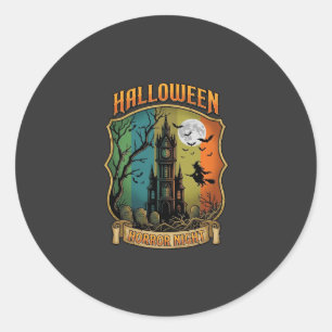 Halloween Horror Night Haunted House Witch Full Mo Classic Round Sticker
